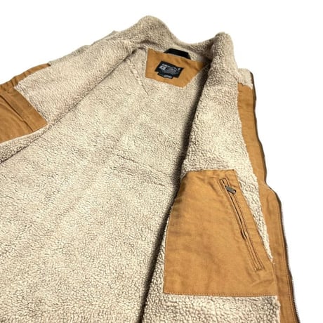 Carhartt USA Loose Fit Washed Duck Sherpa-Lined Mock-Neck Vest Brown