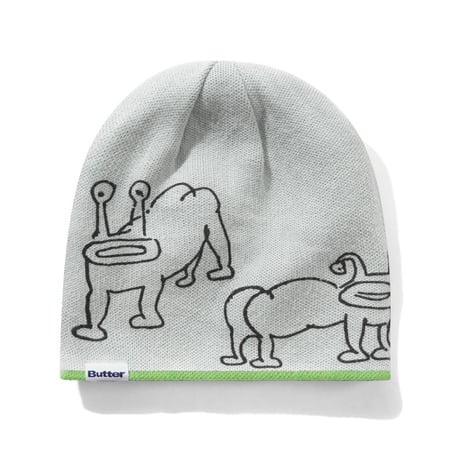 BUTTERGOODS × DANIEL JOHNSTON FrogReversible Beanie - Lime/Grey