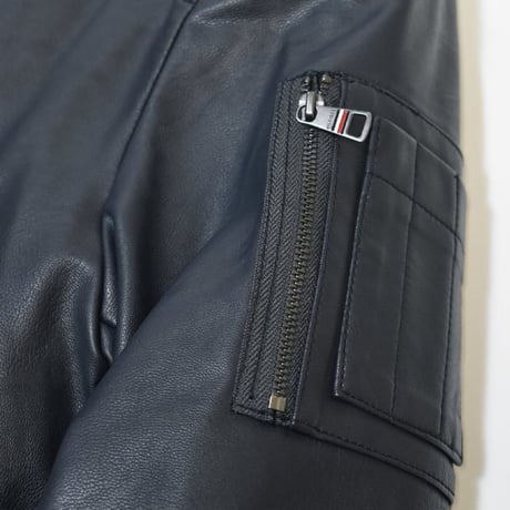 Tommy Hilfiger Faux Leather Military Bomber - Navy