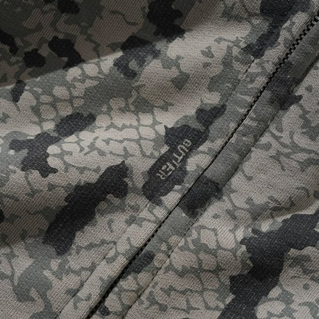 BUTTER GOODS Lowland Camo Zip Thru Hoodie - Black