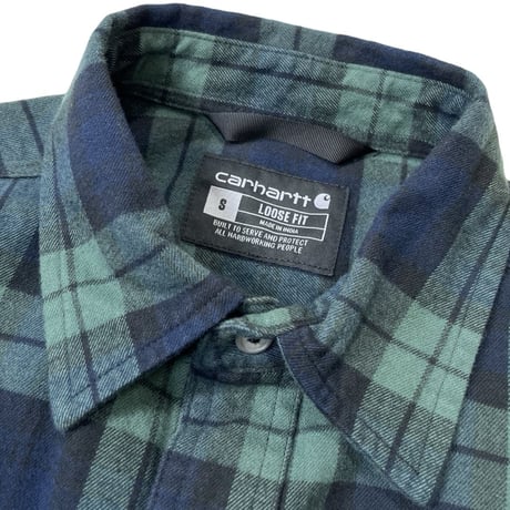 Carhartt L/S Loose Fit Heavyweight Flannel Plaid Shirts Green
