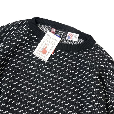 Binghamton Knitting Company Fleck Pullover Knit Sweater BlackｘNatural