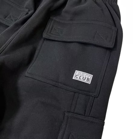 PRO CLUB Heavyweight Fleece Cargo Shorts - Black