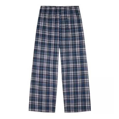 Los Angeles Apparel Cotton Flannel Lounge Pants - White/Blue/Navy Plaid