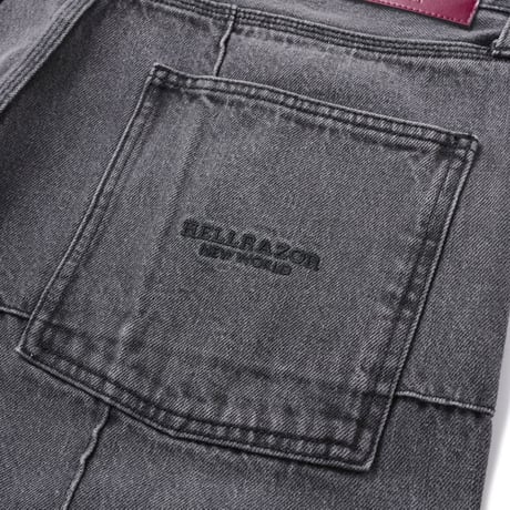 Hellrazor Block Baggie Denim Pants - Dark Black