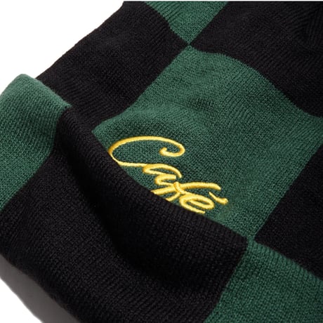 Skateboard Cafe Check Fold Beanie Forest Green/Black