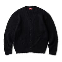 HELLRAZOR MOHAIR RIBKNIT CARDIGAN - BLACK