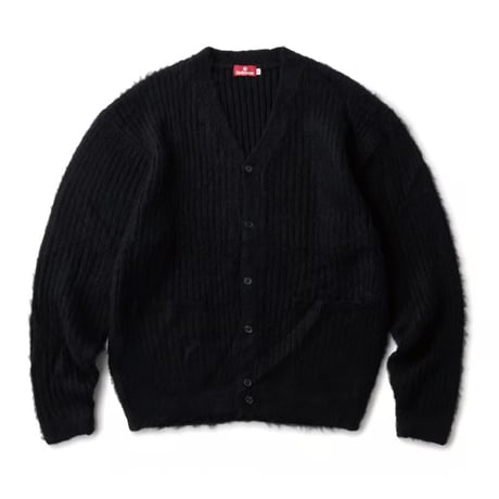 HELLRAZOR MOHAIR RIBKNIT CARDIGAN - BLACK