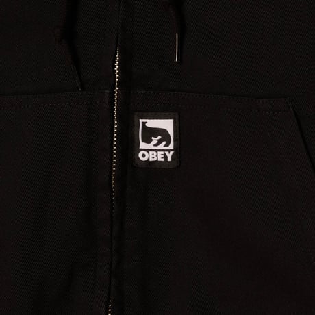 Obey Glen Zip Up Jacket - Black Faded Wash