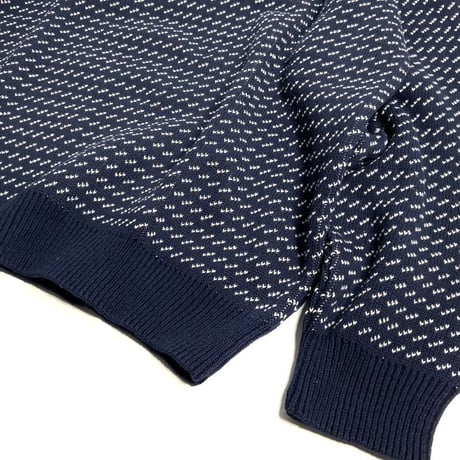 Binghamton Knitting Company Fleck Pullover Knit Sweater NavyｘNatural
