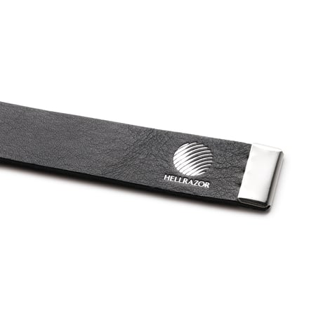 Hellrazor Logo Leather Belt -Black/Silver