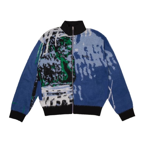 Hoddle Skateboards Scanner Mohair Full Zip Polo Blue