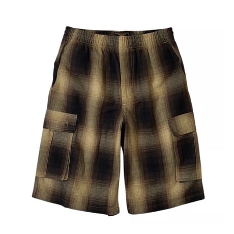 FB County Checker Cargo Shorts - Black/Tan
