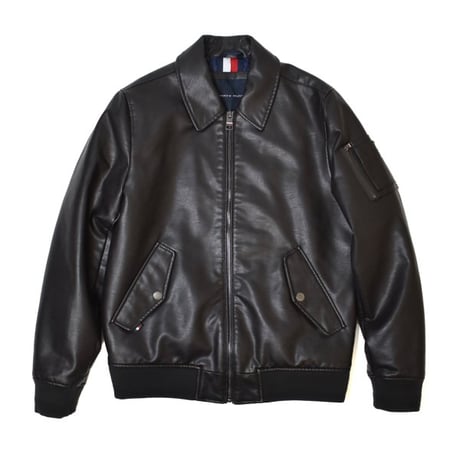 Tommy Hilfiger Faux Leather Military Bomber - Dark Brown