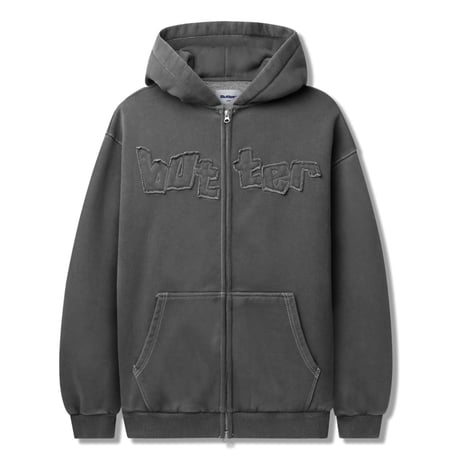 Butter Goods Mineral Wash Zip Thru Hoodie Charcoal