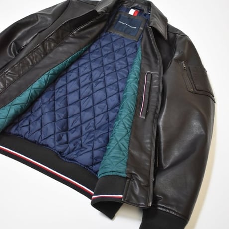 Tommy Hilfiger Faux Leather Military Bomber - Dark Brown