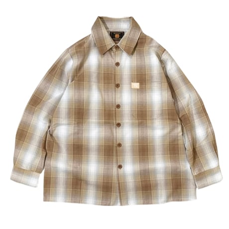 FB County L/S Checker Flannel Shirts TanｘWhite