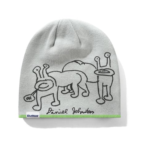 BUTTERGOODS × DANIEL JOHNSTON FrogReversible Beanie - Lime/Grey