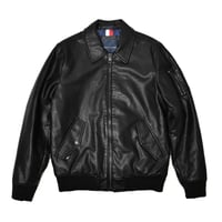 Tommy Hilfiger Faux Leather Military Bomber - Black