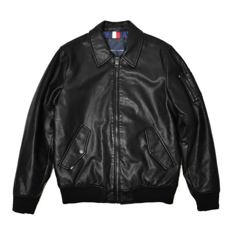 Tommy Hilfiger Faux Leather Military Bomber - Black