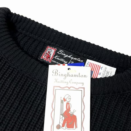Binghamton Knitting Company Shaker Pullover Knit Sweater Black