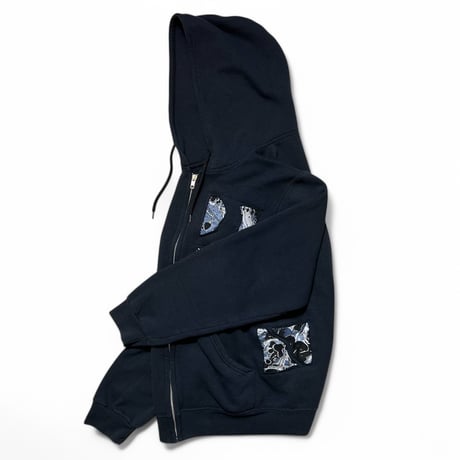 Rawdrip Osaka Lining Patchwork Zip Hoodie Black