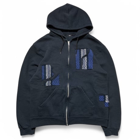 Rawdrip Osaka Lining Patchwork Zip Hoodie Black
