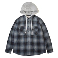 Free Planet Hooded Plaid Flannel Shirts - Blue Multi