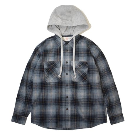 Free Planet Hooded Plaid Flannel Shirts - Blue Multi