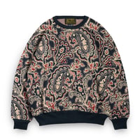 Hagerstown Cotton Paisley Sweater Mos GreenｘIvoryｘRed