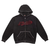 Hoddle Skateboards Studded Intarsia Zip Up Hoodie Black