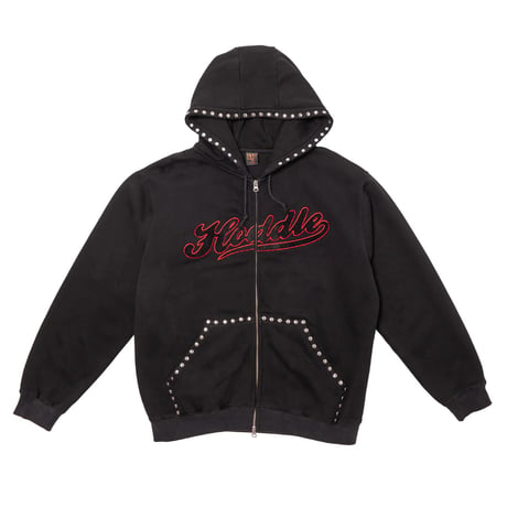 Hoddle Skateboards Studded Intarsia Zip Up Hoodie Black