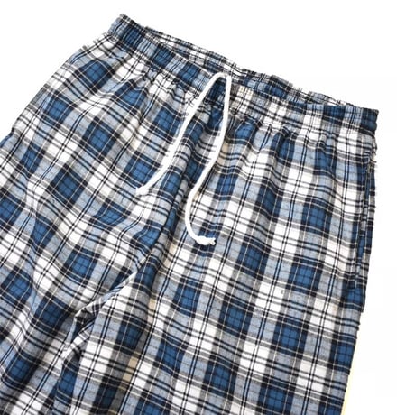 Los Angeles Apparel Cotton Flannel Lounge Pants - White/Blue/Navy Plaid