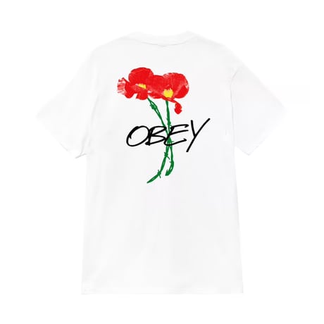 OBEY Poppies Tee - White Faded Wash