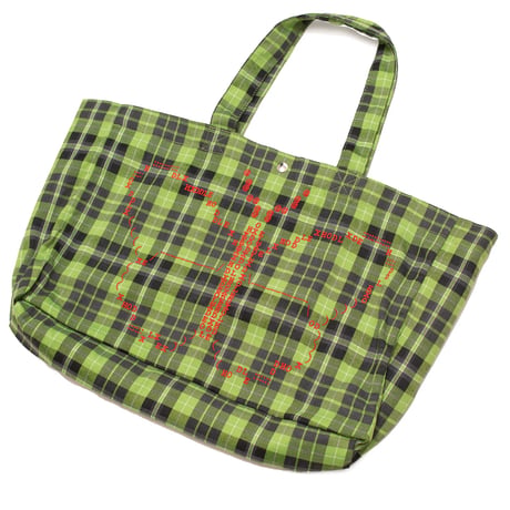 Hoddle Butterfly Code Tote Plaid - Green/Blue