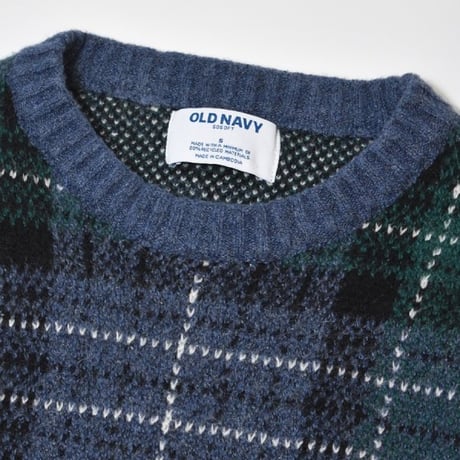 Old Navy Check Crewneck Sweater - Navy