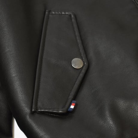 Tommy Hilfiger Faux Leather Military Bomber - Dark Brown