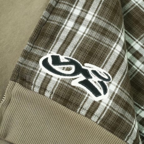 yardsale Reversible Flannel Hoodie - Khaki / Brown