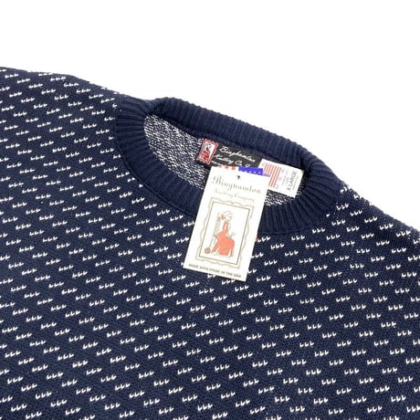 Binghamton Knitting Company Fleck Pullover Knit Sweater NavyｘNatural