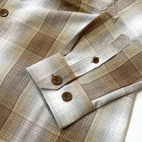 FB County L/S Checker Flannel Shirts TanｘWhite