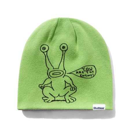 BUTTERGOODS × DANIEL JOHNSTON FrogReversible Beanie - Lime/Grey