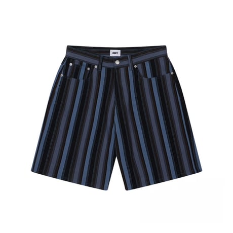 OBEY Baja Stripe Baggy Denim Shorts - Black Multi
