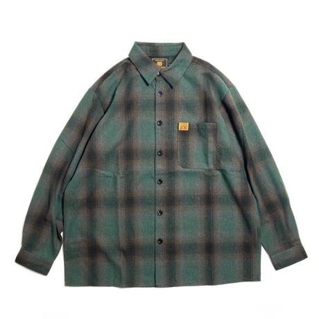 FB County L/S Checker Flannel Shirts BlackｘGreen
