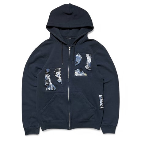Rawdrip Osaka Lining Patchwork Zip Hoodie Black