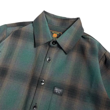FB County S/S Checker Flannel Shirts - Black/Green