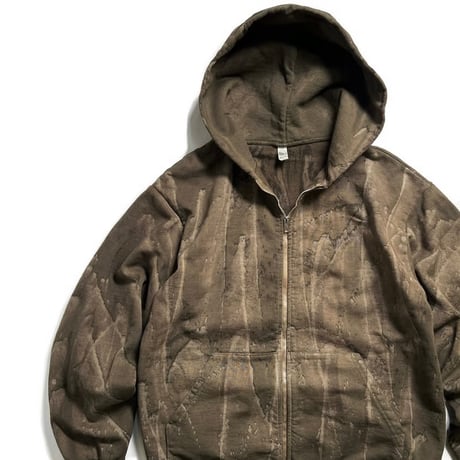 Los Angeles Apparel HF10DD 14oz Heavy Fleece Zip Up Hoodie Drip Dye - Olive