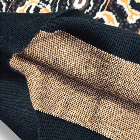 Hagerstown Cotton Paisley Sweater BlackｘBrownｘOrange