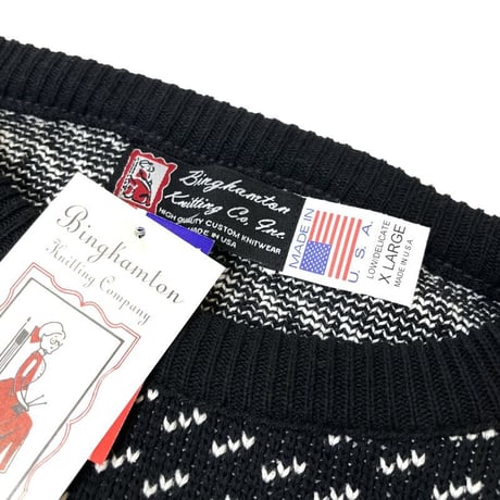 Binghamton Knitting Company Fleck Pullover Knit Sweater BlackｘNatural