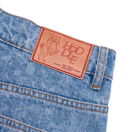 Hoddle Skateboards 16 Ounce Ranger Jeans Laster Paint Splatter Light Wash Blue