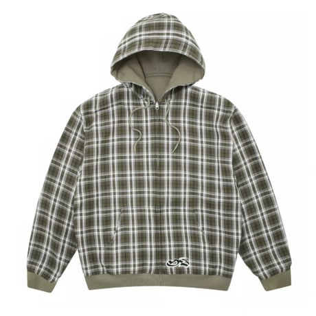 yardsale Reversible Flannel Hoodie - Khaki / Brown